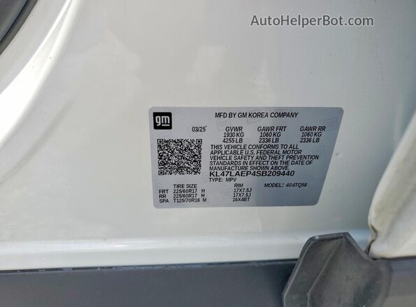 KL47LAEP4SB209440 2025 BUICK OTHER White VIN sticker view