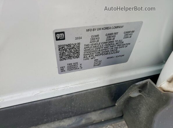 KL47LAEP5SB112182 2025 BUICK OTHER White VIN կոդի պիտակի տեսք