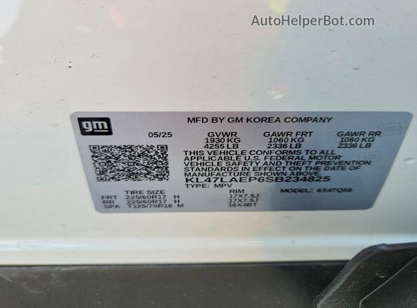 KL47LAEP6SB234825 2025 BUICK OTHER Белый Вид наклейки с VIN-кодом