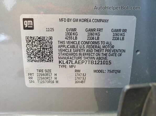 KL47LAEP7TB121015 2026 BUICK OTHER Gray Панорамний вид салону 360°