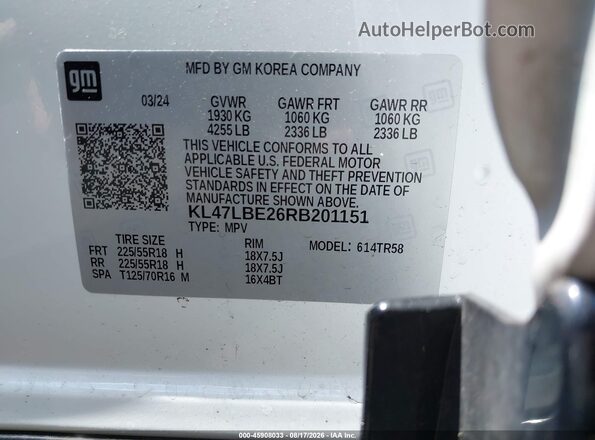 KL47LBE26RB201151 2024 BUICK OTHER White ძრავის განყოფილების ხედი