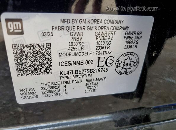 KL47LBE27SB219745 2025 BUICK OTHER Black VIN կոդի պիտակի տեսք