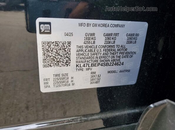 KL47LBEP4SB224624 2025 BUICK OTHER Black Widok naklejki z numerem VIN