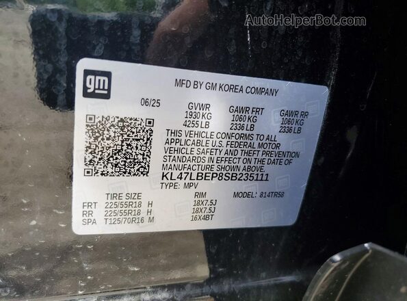 KL47LBEP8SB235111 2025 BUICK OTHER Черный Панорамный вид салона 360°