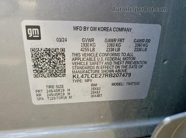 KL47LCE27RB207479 2024 BUICK OTHER Silver VIN կոդի պիտակի տեսք