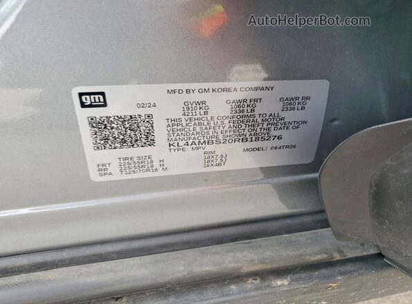 KL4AMBS20RB185276 2024 BUICK ENCORE Silver VIN կոդի պիտակի տեսք