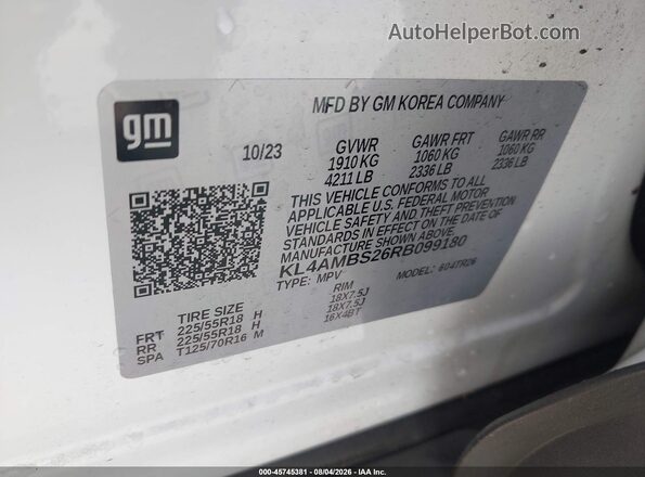 KL4AMBS26RB099180 2024 BUICK ENCORE White Engine compartment view