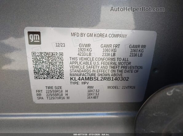KL4AMBSL2RB140302 2024 BUICK ENCORE Gray Engine compartment view
