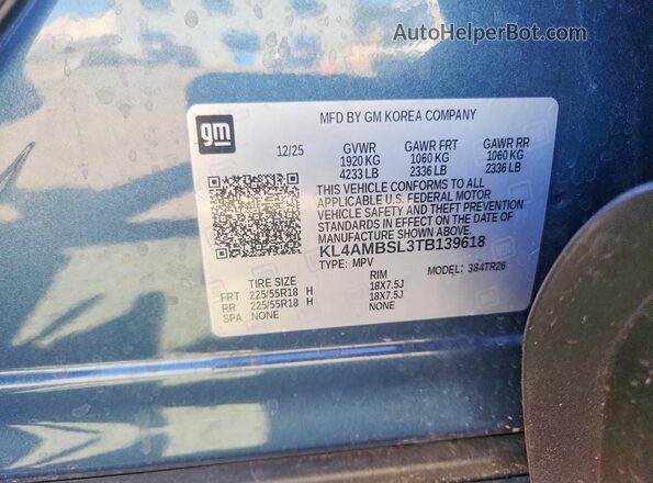 KL4AMBSL3TB139618 2026 BUICK ENCORE Blue სალონის 360-გრადუსიანი ხედი