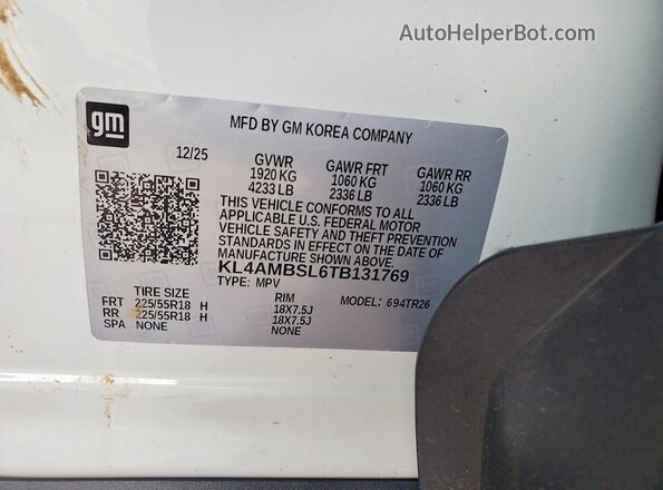 KL4AMBSL6TB131769 2026 BUICK ENCORE White Vista del compartimento del motor