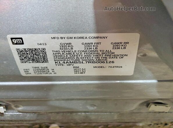 KL4AMBSL7RB006126 2024 BUICK ENCORE Gray 360 interior view
