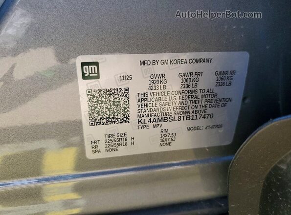 KL4AMBSL8TB117470 2026 BUICK ENCORE Серебряный Вид наклейки с VIN-кодом
