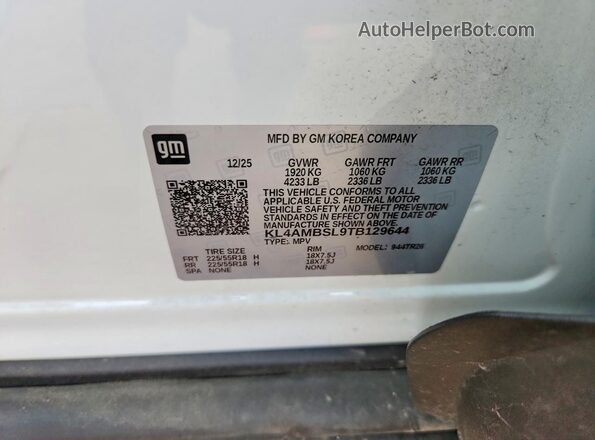 KL4AMBSL9TB129644 2026 BUICK ENCORE White Սալոնի 360 աստիճան տեսք