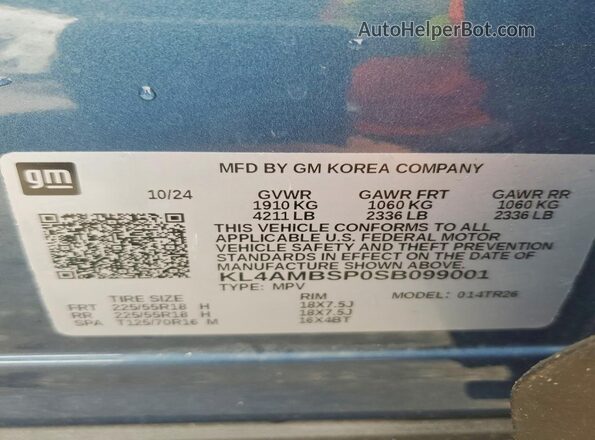 KL4AMBSP0SB099001 2025 BUICK ENCORE Blue Սալոնի 360 աստիճան տեսք