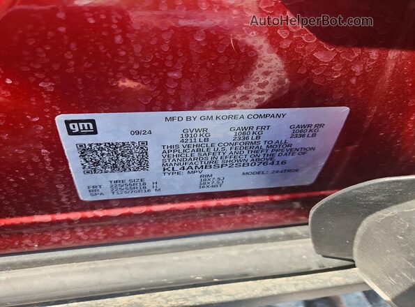 KL4AMBSP2SB076416 2025 BUICK ENCORE Red VIN sticker view