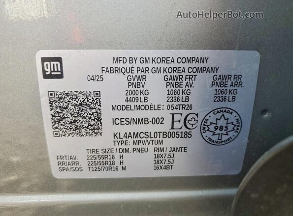 KL4AMCSL0TB005185 2026 BUICK ENCORE Silver Սալոնի 360 աստիճան տեսք