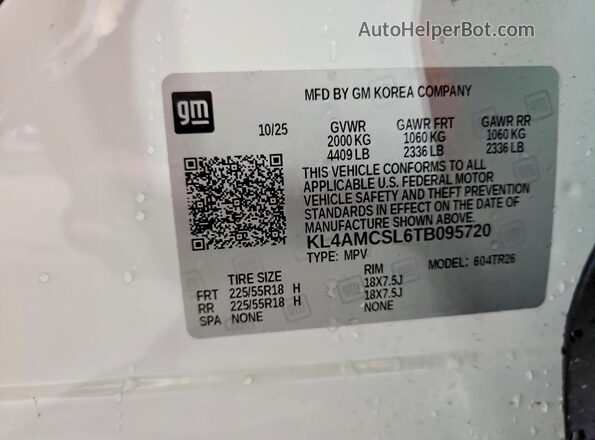 KL4AMCSL6TB095720 2026 BUICK ENCORE White სალონის 360-გრადუსიანი ხედი