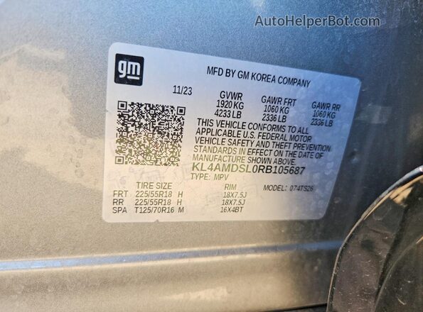 KL4AMDSL0RB105687 2024 BUICK ENCORE Gray ძრავის განყოფილების ხედი
