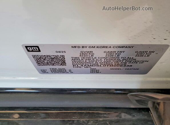 KL4AMDSL0TB006438 2026 BUICK ENCORE White ძრავის განყოფილების ხედი