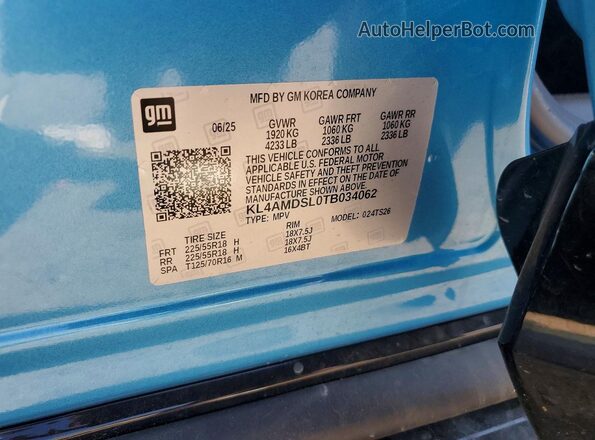 KL4AMDSL0TB034062 2026 BUICK ENCORE Blue ძრავის განყოფილების ხედი