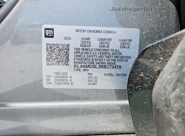 KL4AMDSL3RB173479 2024 BUICK ENCORE Gray Vista de la etiqueta del VIN