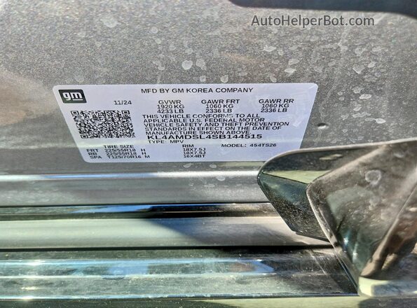 KL4AMDSL4SB144515 2025 BUICK ENCORE Gray Vista de la etiqueta del VIN