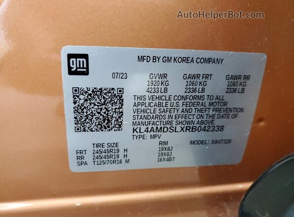KL4AMDSLXRB042338 2024 BUICK ENCORE Gold VIN sticker view