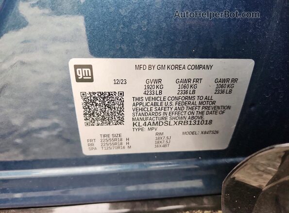 KL4AMDSLXRB131018 2024 BUICK ENCORE Синий Вид подкапотного пространства