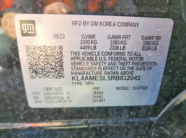 KL4AMESL5RB012041 2024 BUICK ENCORE Black Вид наклейки з VIN-кодом