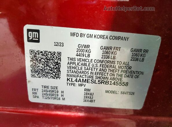 KL4AMESL5RB145558 2024 BUICK ENCORE Red სალონის 360-გრადუსიანი ხედი