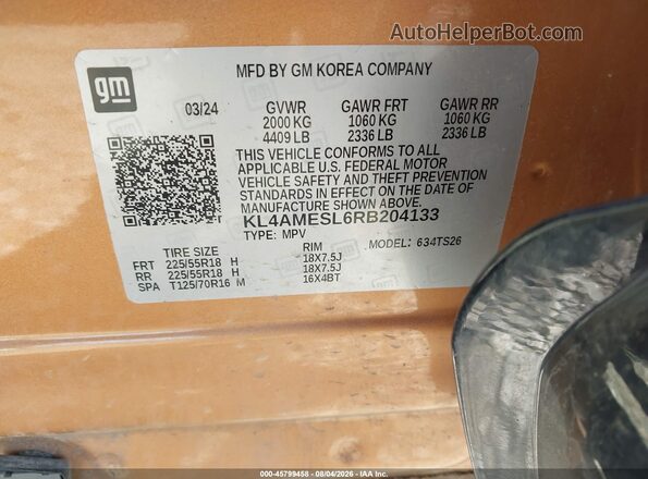 KL4AMESL6RB204133 2024 BUICK ENCORE Orange Vista del compartimento del motor