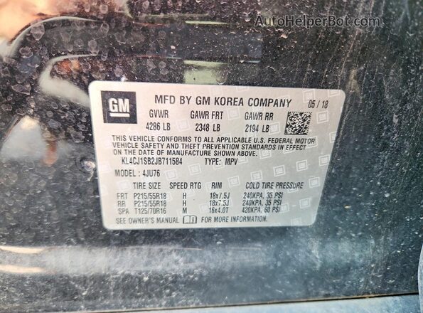 KL4CJ1SB2JB711584 2018 BUICK ENCORE Black 360 interior view
