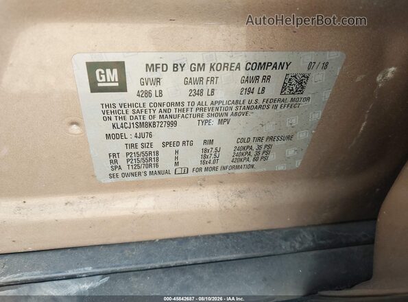 KL4CJ1SM8KB727999 2019 BUICK ENCORE Brown Շարժիչի բաժամունքի տեսք