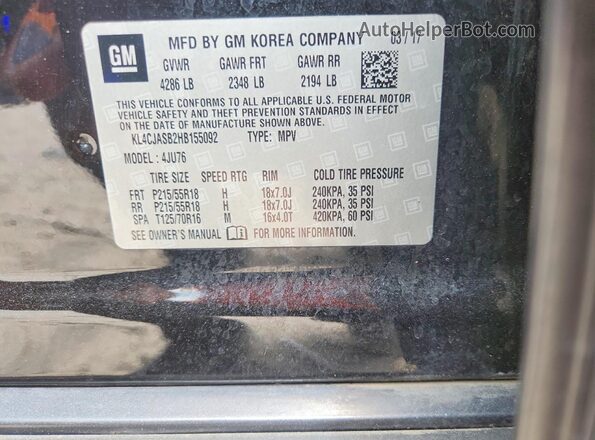 KL4CJASB2HB155092 2017 BUICK ENCORE Black Engine compartment view