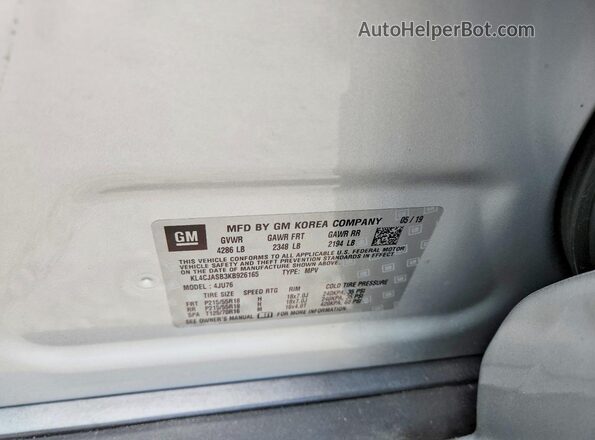 KL4CJASB3KB926165 2019 BUICK ENCORE Silver Engine compartment view