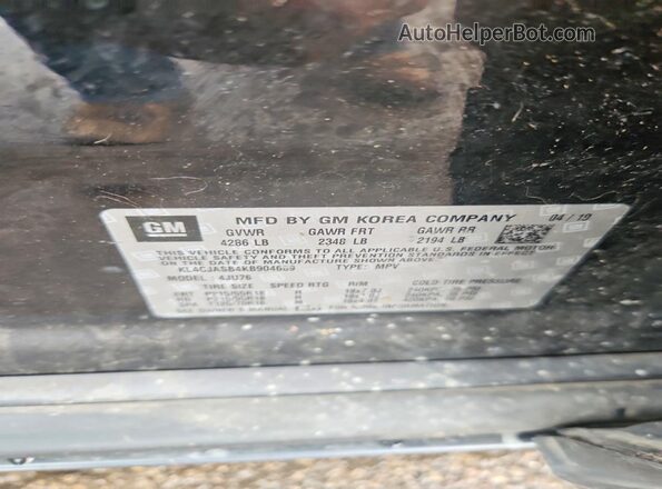 KL4CJASB4KB904689 2019 BUICK ENCORE Black Widok naklejki z numerem VIN