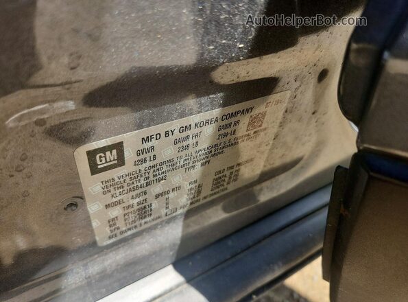 KL4CJASB4LB011942 2020 BUICK ENCORE Gray VIN კოდის სტიკერის ხედი