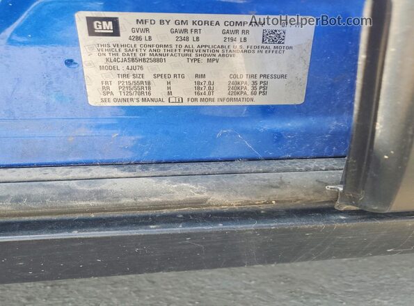 KL4CJASB5HB258801 2017 BUICK ENCORE Blue 