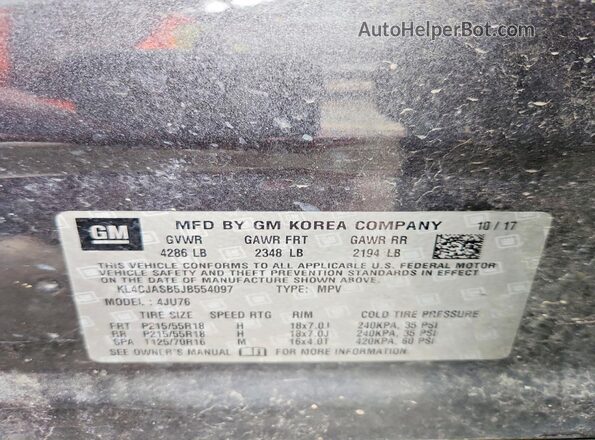 KL4CJASB5JB554097 2018 BUICK ENCORE Gray Շարժիչի բաժամունքի տեսք