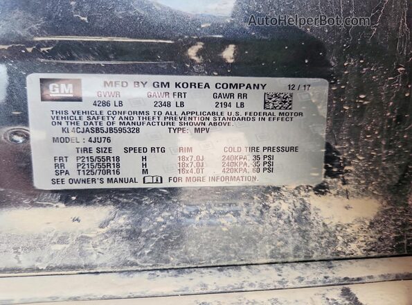 KL4CJASB5JB595328 2018 BUICK ENCORE Gray 