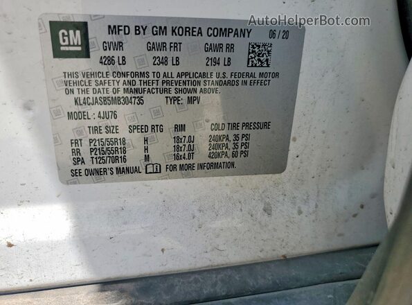 KL4CJASB5MB304735 2021 BUICK ENCORE White 