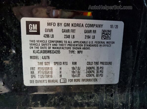 KL4CJASB5MB334205 2021 BUICK ENCORE Black Engine compartment view