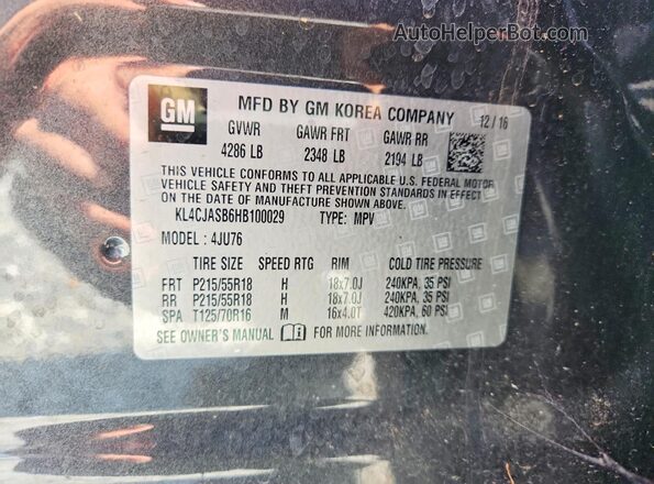 KL4CJASB6HB100029 2017 BUICK ENCORE Gray 360 interior view
