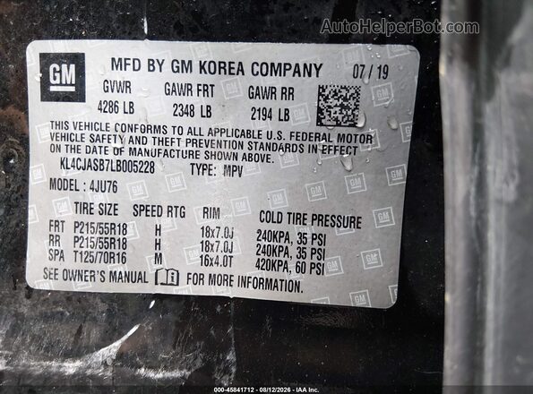 KL4CJASB7LB005228 2020 BUICK ENCORE Black Widok komory silnika