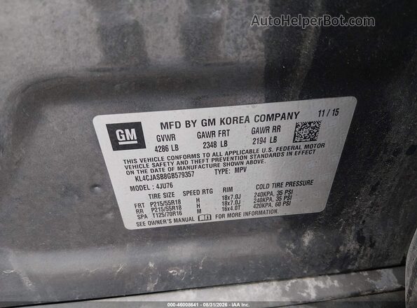 KL4CJASB8GB579357 2016 BUICK ENCORE Gray Engine compartment view