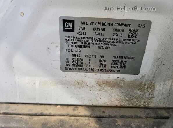 KL4CJASB8LB051991 2020 BUICK ENCORE White Панорамний вид салону 360°