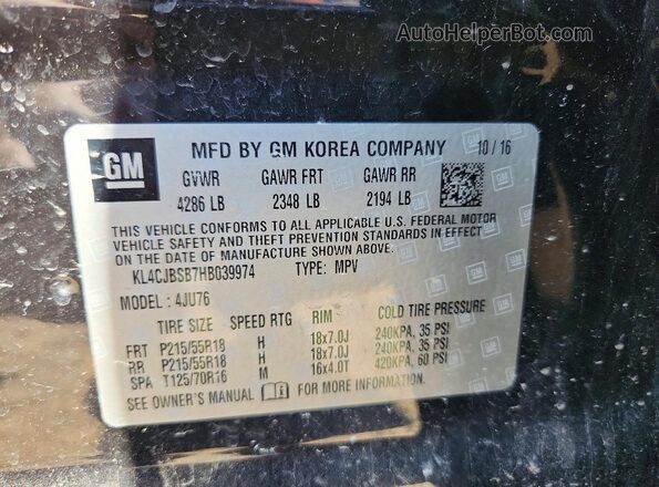 KL4CJBSB7HB039974 2017 BUICK ENCORE Черный Панорамный вид салона 360°