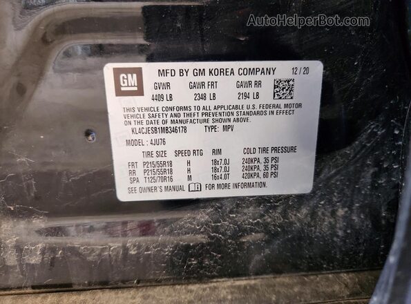 KL4CJESB1MB346178 2021 BUICK ENCORE Black 360 interior view