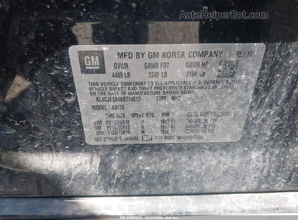 KL4CJESB4KB714513 2019 BUICK ENCORE Gray ძრავის განყოფილების ხედი
