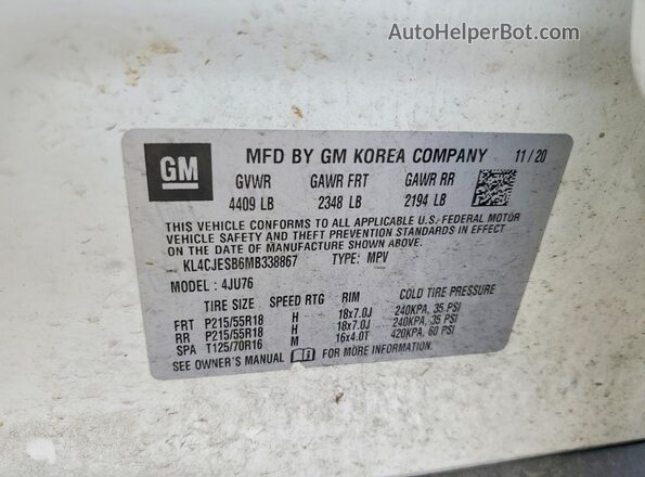 KL4CJESB6MB338867 2021 BUICK ENCORE White Engine compartment view